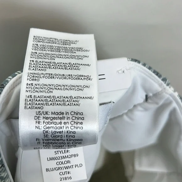 NWT Liverpool Bia Knit Pencil Skirt Herringbone Plaid Blue Gray White 8 - Picture 11 of 11